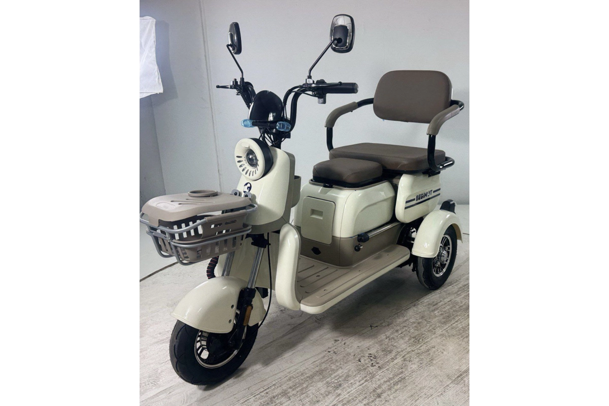 Электрический трицикл BegiMot Trio Classic коричнево-белый
