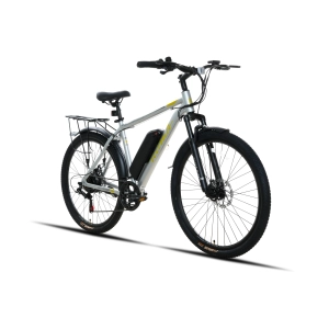 Электровелосипед Ritma MORGAN309 27.5 серебристый глянец жёлтый логотип 2025