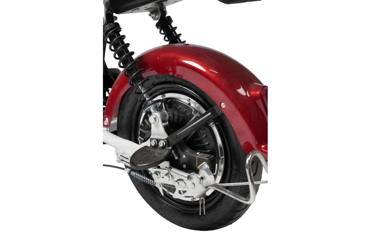  Электроскутер Nova EC-02 красный с задним кофром (без цепи)