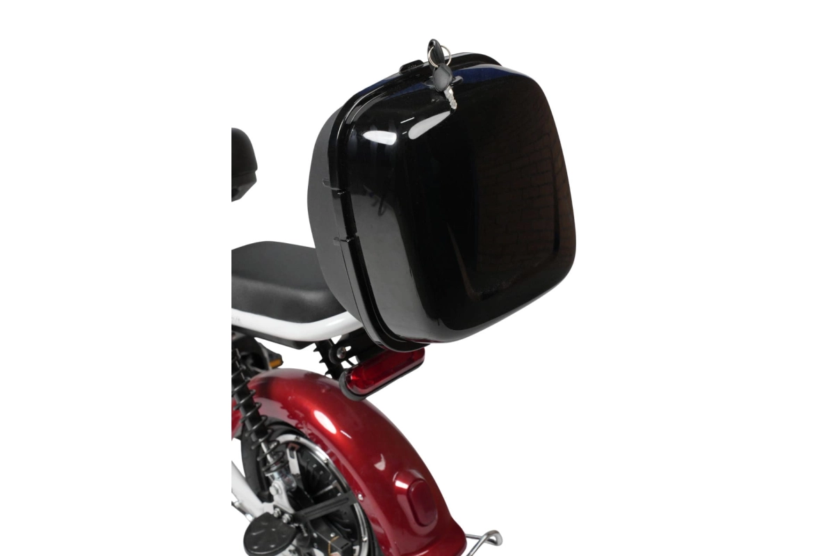  Электроскутер Nova EC-02 красный с задним кофром (без цепи)