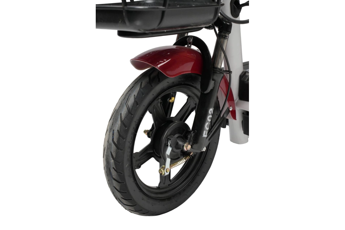  Электроскутер Nova EC-02 красный с задним кофром (без цепи)