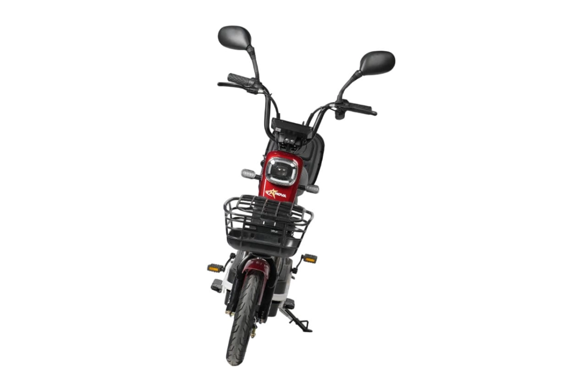  Электроскутер Nova EC-02 красный с задним кофром (без цепи)