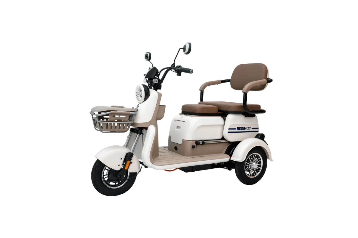 Электрический трицикл BegiMot Trio Classic коричнево-белый