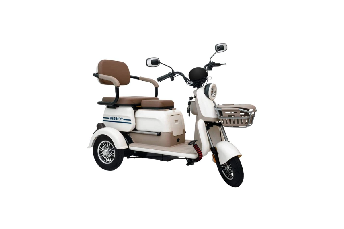 Электрический трицикл BegiMot Trio Classic коричнево-белый
