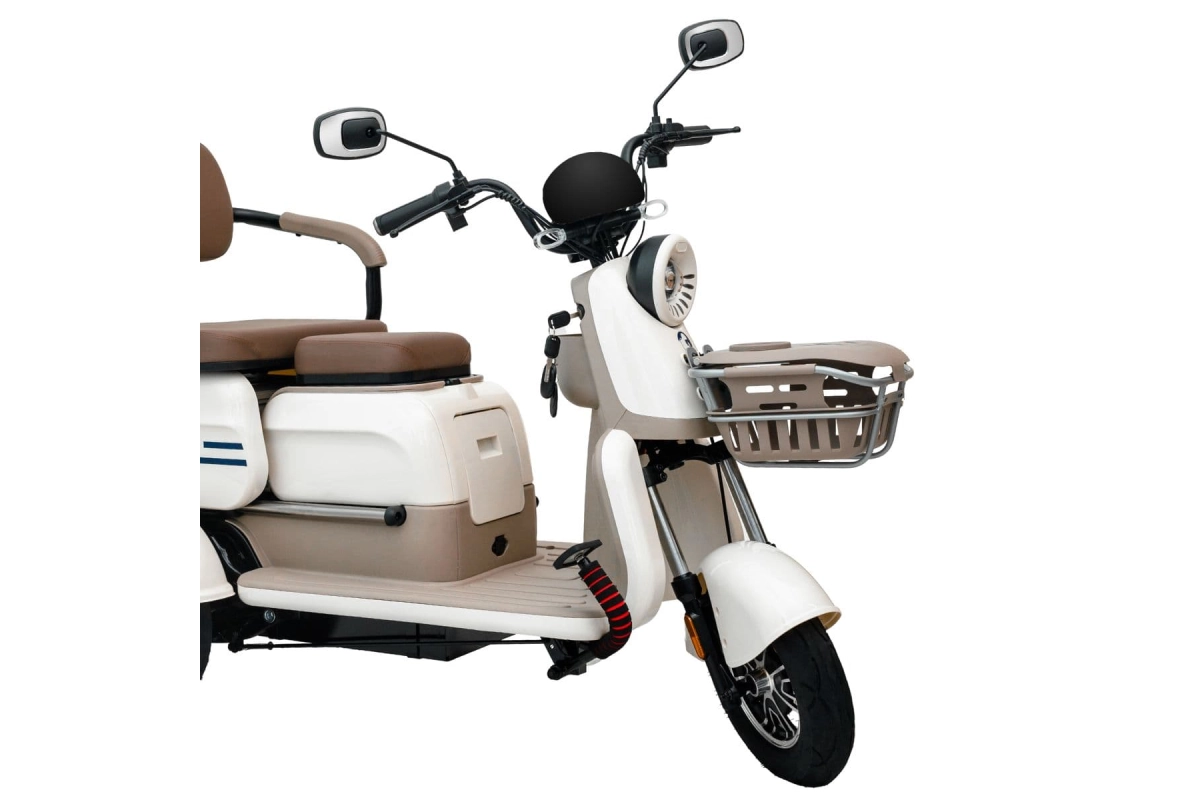 Электрический трицикл BegiMot Trio Classic коричнево-белый